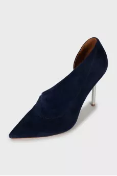 Suede shoes with silver heels