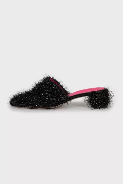 Black block heel mules