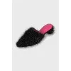 Black block heel mules