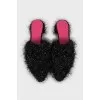 Black block heel mules