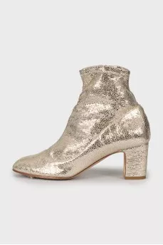 Gold embossed ankle boots