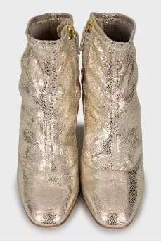 Gold embossed ankle boots