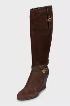 Brown leather and suede boots
