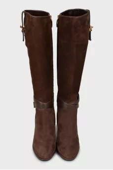 Brown leather and suede boots