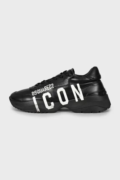 Black leather sneakers