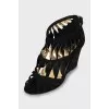 Two-tone suede wedge sandals