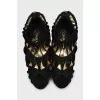 Two-tone suede wedge sandals