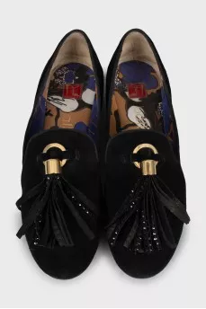 Suede moccasins with decoration