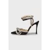 Textile stilettos with rhinestones