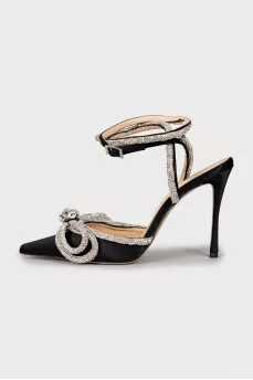Textile stilettos with rhinestones