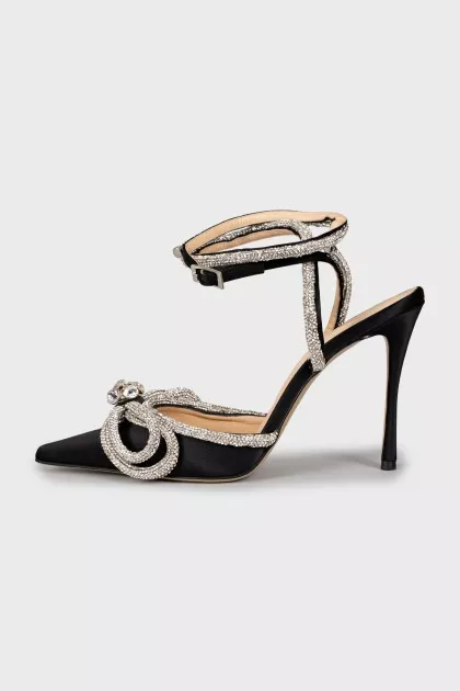 Textile stilettos with rhinestones