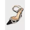 Textile stilettos with rhinestones