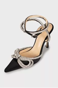 Textile stilettos with rhinestones