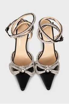 Textile stilettos with rhinestones
