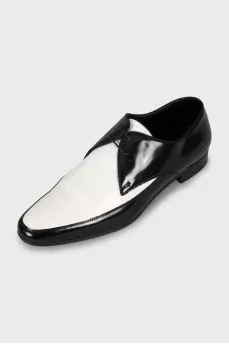 Двоколірні туфлі зі шкіри з перфорацією