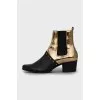 Two-tone leather ankle boots