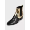 Two-tone leather ankle boots