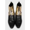 Two-tone leather ankle boots