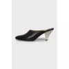 Leather mules with metal heels