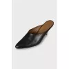 Leather mules with metal heels