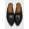 Leather mules with metal heels
