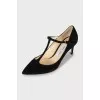 Suede black pointed toe shoes
