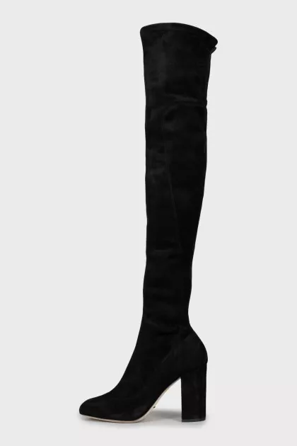 Suede over the knee boots with square toe