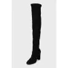 Suede over the knee boots with square toe