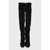 Suede over the knee boots with square toe