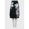 Printed skirt with double hem
