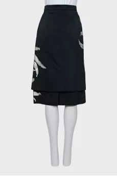 Printed skirt with double hem