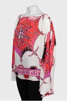 Silk blouse with slits on the sleeves