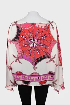 Silk blouse with slits on the sleeves