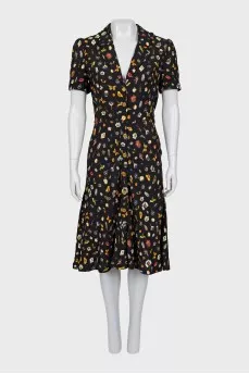 Printed dress with short sleeves