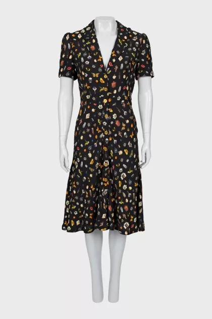 Printed dress with short sleeves