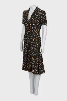 Printed dress with short sleeves