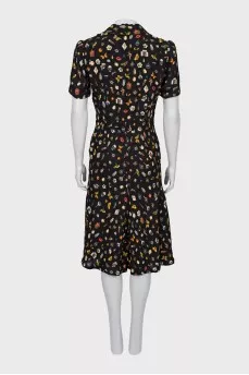 Printed dress with short sleeves