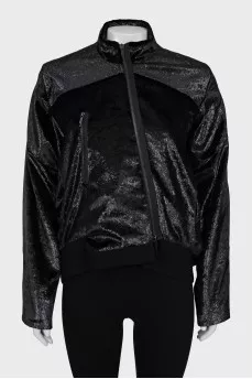 Shimmery oversized bomber jacket