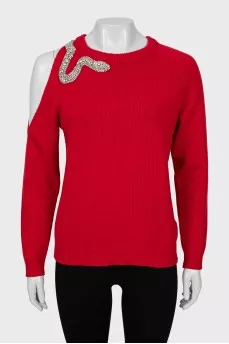 Knitted off shoulder sweater