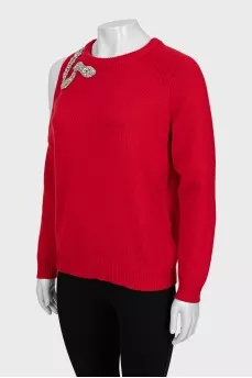 Knitted off shoulder sweater