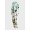 Silk suit with printed trousers