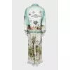 Silk suit with printed trousers