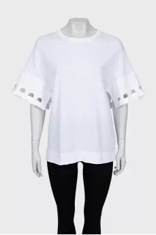 Oversized T-shirt with decor on the sleeves
