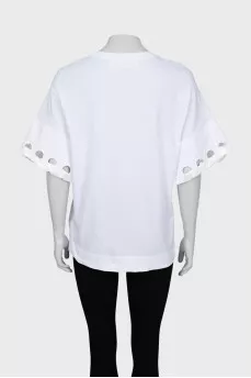 Oversized T-shirt with decor on the sleeves