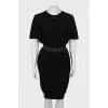 Wool black dress with belt