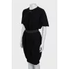 Wool black dress with belt