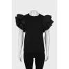 Black blouse with ruffled sleeves