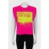 Pink tank top with accent shoulders
