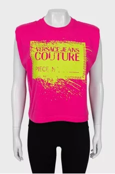 Pink tank top with accent shoulders