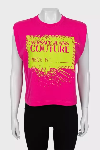 Pink tank top with accent shoulders